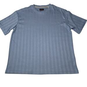 Bruno Luxe NYC Shirt Mens Medium Blue Ribbed Retro Y2K Career Casual Preppy